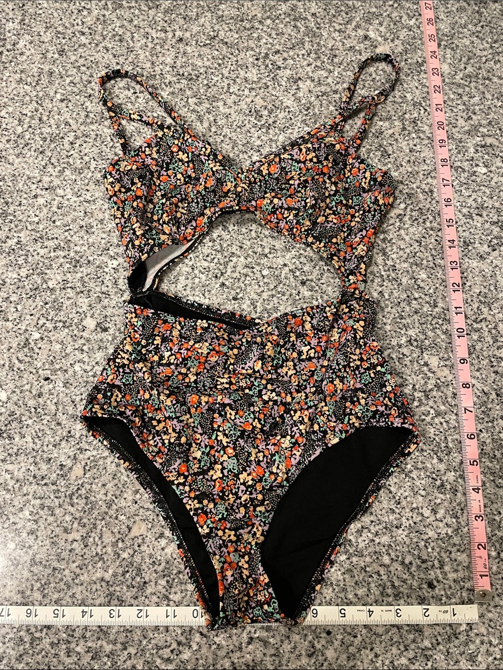 Urban Outfitters Black Floral Cutout One-Piece Swimsuit